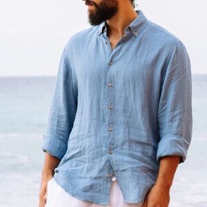 MEN'S LINEN SHIRT NEVADA IN OCEAN BLUE